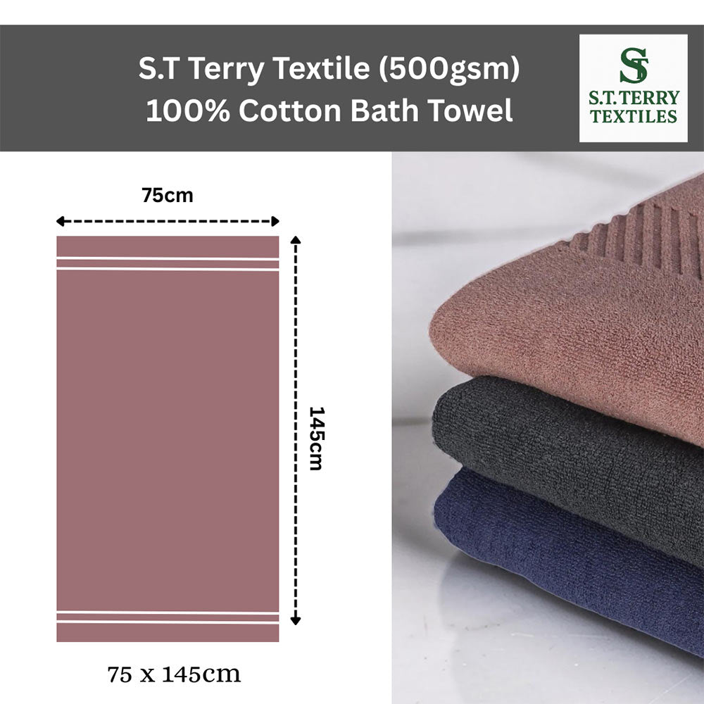 Treasure Cotton Bath Towel - Luxury 500 GSM, 75 × 145 cm, Grey
