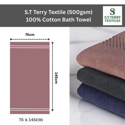 Treasure Cotton Bath Towel - Luxury 500 GSM, 75 × 145 cm, Grey