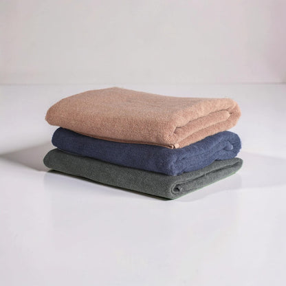 Treasure Cotton Bath Towel - Luxury 500 GSM, 75 × 145 cm, (Dark Blue, Grey, Beige - Pack of 3)