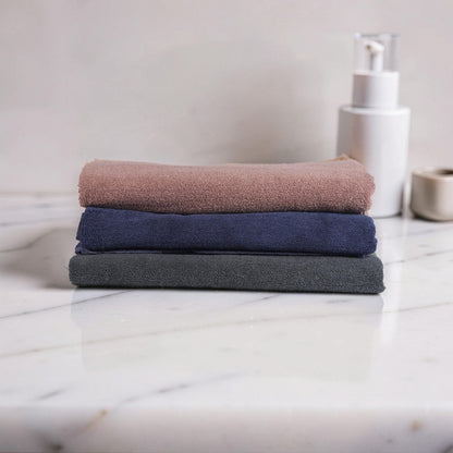 Treasure Cotton Bath Towel - Luxury 500 GSM, 75 × 145 cm, (Dark Blue, Grey, Beige - Pack of 3)